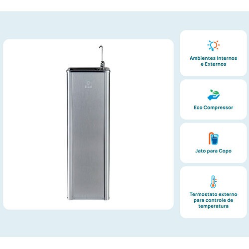 Bebedouro purificador de coluna de pressão aço inox - Puripress 40 110V Bebedouro purificador de coluna de pressão aço inox - Puripress 40 110V