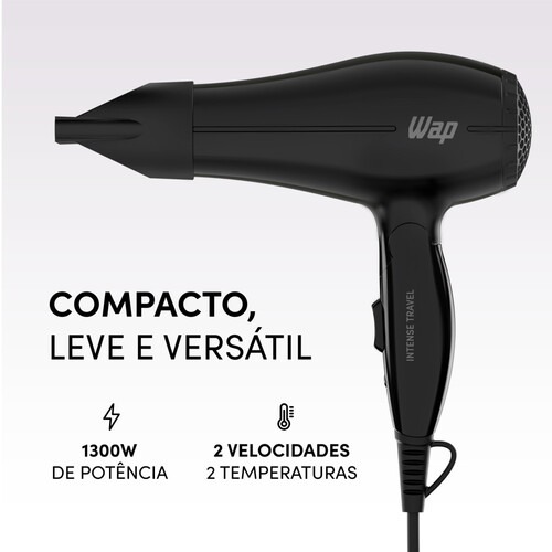 Secador de cabelo 1300W dobrável 2 temperaturas bivolt - Intense Travel WS1300 110V/220V Secador de cabelo 1300W dobrável 2 temperaturas bivolt - Intense Travel WS1300 110V/220V