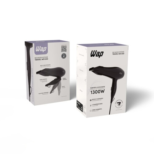 Secador de cabelo 1300W dobrável 2 temperaturas bivolt - Intense Travel WS1300 110V/220V Secador de cabelo 1300W dobrável 2 temperaturas bivolt - Intense Travel WS1300 110V/220V