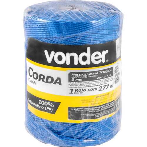 Corda multifilamento 3,0 mm cor azul rolo com 277 metros Corda multifilamento 3,0 mm cor azul rolo com 277 metros