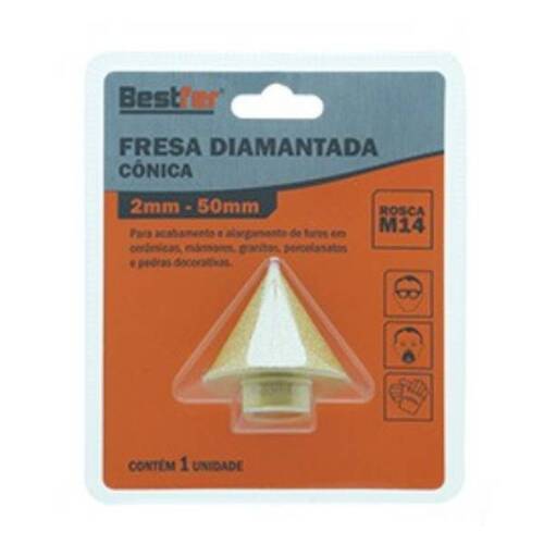 Fresa cônica diamantada 2 a 50 mm - BFH3504 Fresa cônica diamantada 2 a 50 mm - BFH3504
