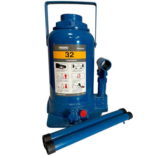 Macaco hidr�ulico tipo garrafa 32 toneladas azul - RMGI032