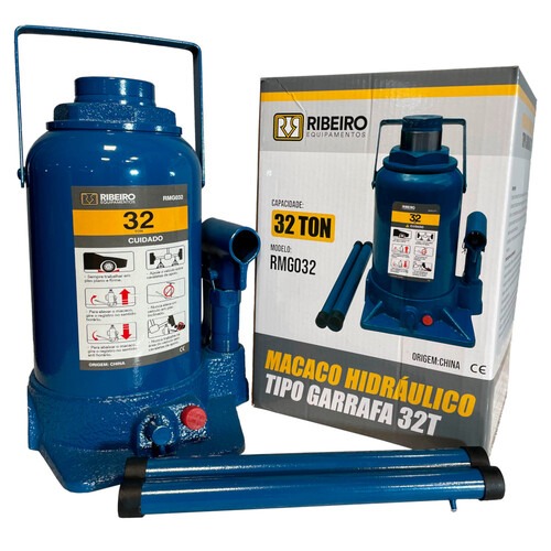 Macaco hidr�ulico tipo garrafa 32 toneladas azul - RMGI032