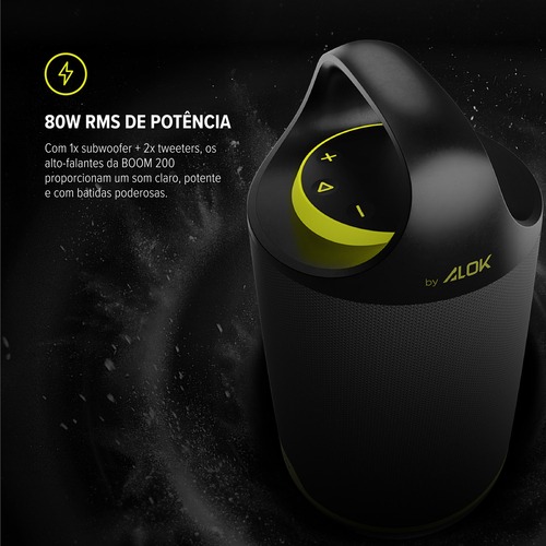 Caixa de som portátil 80W RMS Bluetooth com LED by Alock - BOOM 200 110V/220V Caixa de som portátil 80W RMS Bluetooth com LED by Alock - BOOM 200 110V/220V