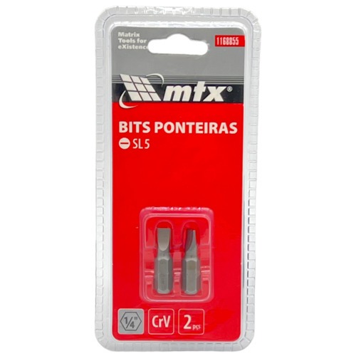 Bits fenda SL5 x 25 mm encaixe 1/4 Bits fenda SL5 x 25 mm encaixe 1/4