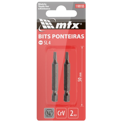 Bits fenda SL4 x 50 mm encaixe 1/4