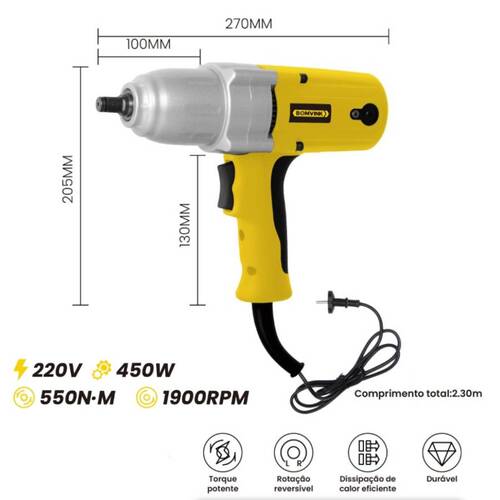 Chave de impacto 450W encaixe 1/2 Chave de impacto 450W encaixe 1/2