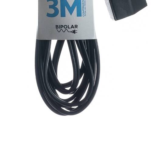 Extensão elétrica 3 metros 1 tomada 2 x 0,75 mm 10A bipolar - Connect Hard Extensão elétrica 3 metros 1 tomada 2 x 0,75 mm 10A bipolar - Connect Hard