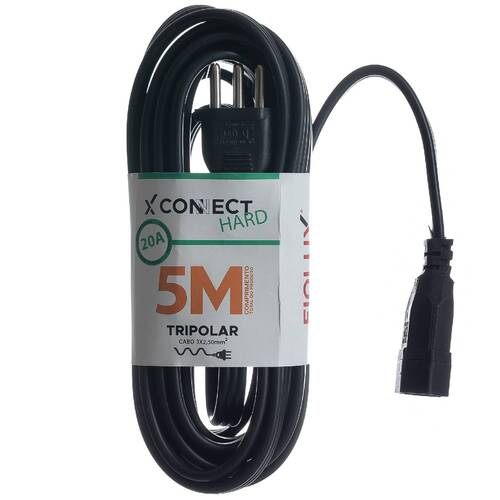 Extensão elétrica 5 metros 1 tomada 3 x 2,5 mm 20A tripolar - Connect Hard Extensão elétrica 5 metros 1 tomada 3 x 2,5 mm 20A tripolar - Connect Hard