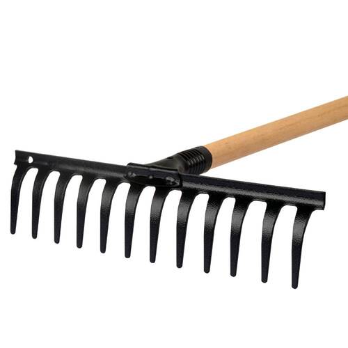 Ancinho metálico curvo 12 dentes com cabo de madeira - 31250 Ancinho metálico curvo 12 dentes com cabo de madeira - 31250