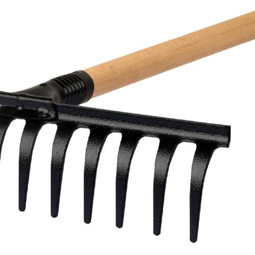 Ancinho metálico curvo 12 dentes com cabo de madeira - 31250 Ancinho metálico curvo 12 dentes com cabo de madeira - 31250