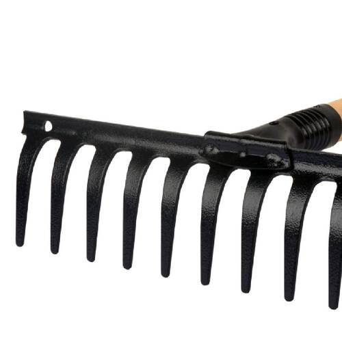 Ancinho metálico curvo 12 dentes com cabo de madeira - 31250 Ancinho metálico curvo 12 dentes com cabo de madeira - 31250