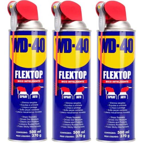 Kit 3 Óleos lubrificante desengripante com Bico Inteligente 500 ml - FLEXTOP Kit 3 Óleos lubrificante desengripante com Bico Inteligente 500 ml - FLEXTOP