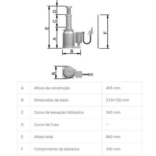 Macaco hidropneum�tico tipo garrafa 30T - MTPM30