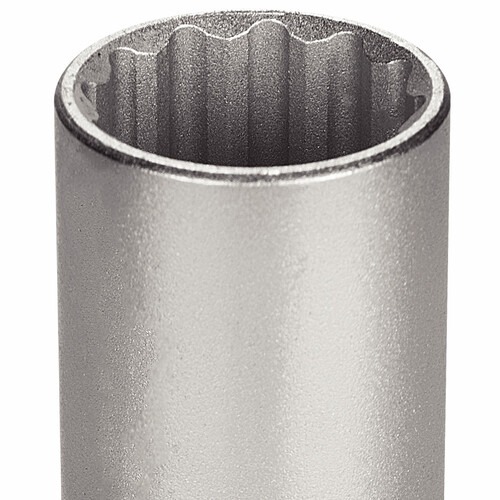 Soquete estriado longo 24 mm encaixe de 1/2 Soquete estriado longo 24 mm encaixe de 1/2