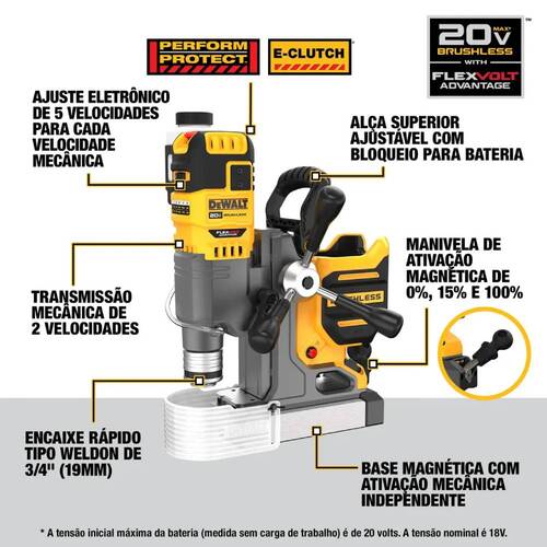 Furadeira com base magnética a bateria 20V Max Brushless sem bateria - DCD1623B Furadeira com base magnética a bateria 20V Max Brushless sem bateria - DCD1623B