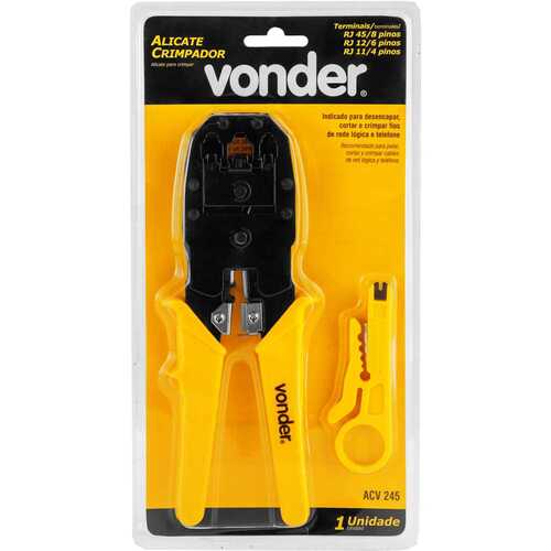 Alicate crimpador com desencapador de fios - ACV 245 Alicate crimpador com desencapador de fios - ACV 245
