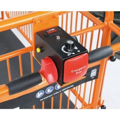 Carrinho plataforma elétrico com grades 400W 24V capacidade 400 kg a bateria - C48M 220V Carrinho plataforma elétrico com grades 400W 24V capacidade 400 kg a bateria - C48M 220V