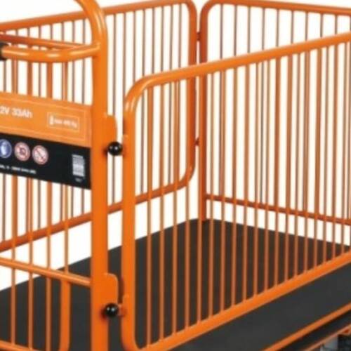 Carrinho plataforma elétrico com grades 400W 24V capacidade 400 kg a bateria - C48M 220V Carrinho plataforma elétrico com grades 400W 24V capacidade 400 kg a bateria - C48M 220V