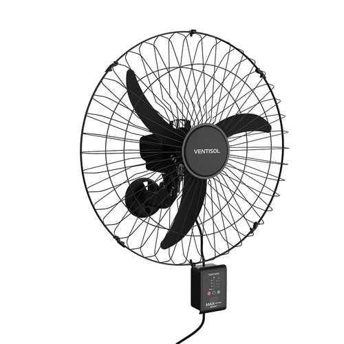 Ventilador de parede 60 cm oscilante 3 p�s preto com controle - Max Control  110V/220V