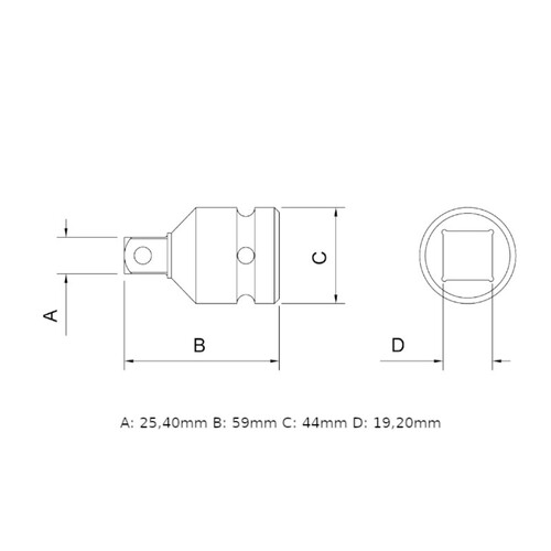 Adaptador para soquetes de impacto encaixe 3/4
