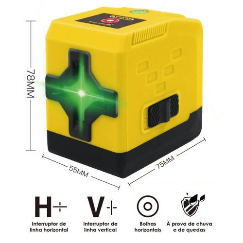 Nível a laser verde 2 linhas com bolsa e suporte - BOM-6209 Nível a laser verde 2 linhas com bolsa e suporte - BOM-6209