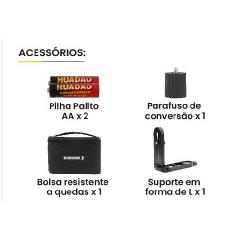Nível a laser verde 2 linhas com bolsa e suporte - BOM-6209 Nível a laser verde 2 linhas com bolsa e suporte - BOM-6209
