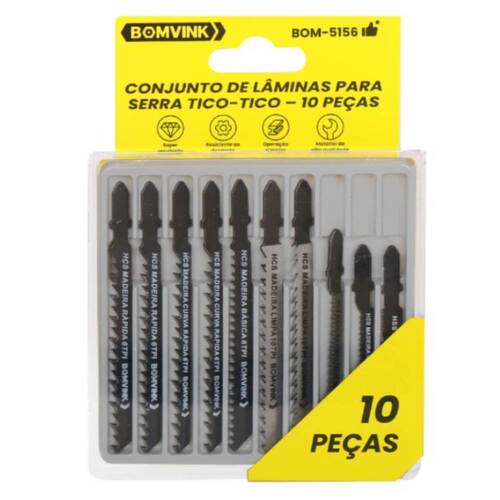 Lâmina serra tico-tico 76/100 mm para madeira e metal 5 peças - BOM-5156 Lâmina serra tico-tico 76/100 mm para madeira e metal 5 peças - BOM-5156