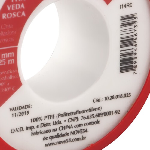 Fita veda rosca branca 18 mm x 25 metros Fita veda rosca branca 18 mm x 25 metros