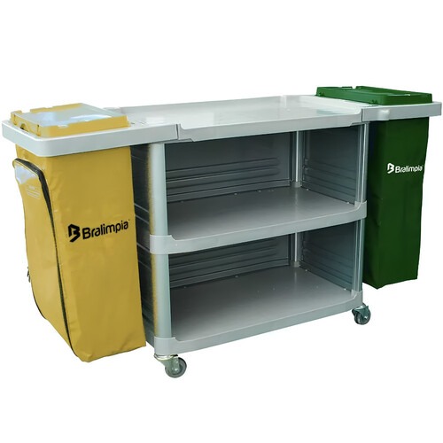 Carro funcional extra 2 bolsas amarela e verde com fechamento Carro funcional extra 2 bolsas amarela e verde com fechamento