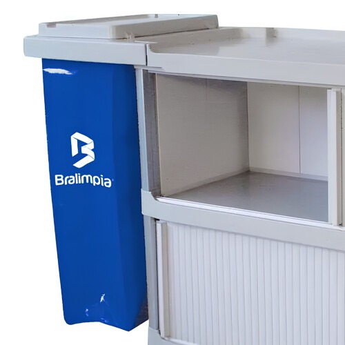 Carro funcional extra 2 bolsas azul com porta Carro funcional extra 2 bolsas azul com porta