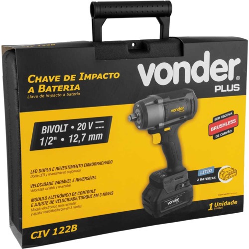 Chave de impacto bateria 20V 4Ah 1/2