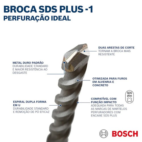 Broca de wídea para concreto 5,5 x 100 x 160 mm - SDS PLUS Broca de wídea para concreto 5,5 x 100 x 160 mm - SDS PLUS