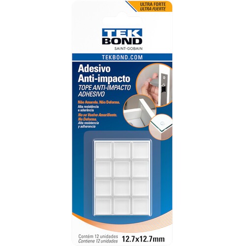 Protetor adesivo anti-impacto quadrado 12,7 mm com 12 unidades Protetor adesivo anti-impacto quadrado 12,7 mm com 12 unidades