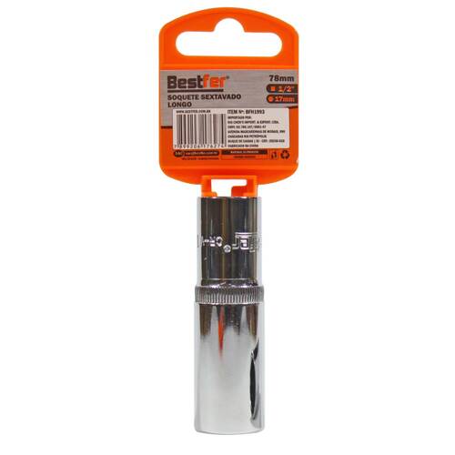 Soquete sextavado longo 17 mm com encaixe 1/2