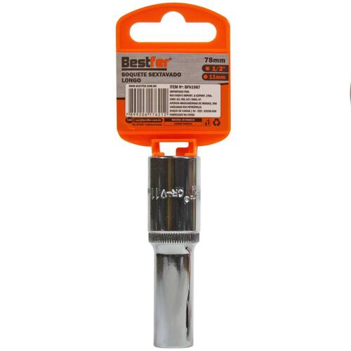 Soquete sextavado longo 11 mm com encaixe 1/2 Soquete sextavado longo 11 mm com encaixe 1/2