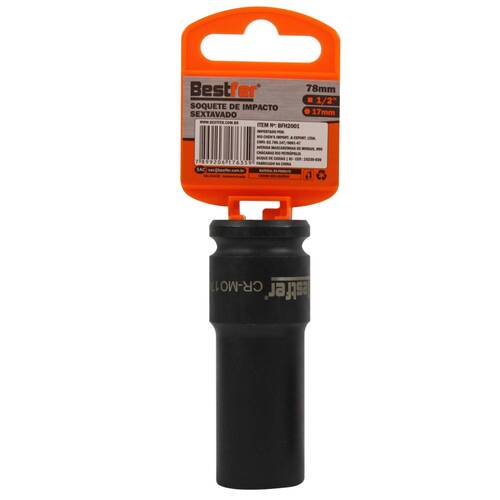 Soquete sextavado de impacto longo 17 mm encaixe 1/2 Soquete sextavado de impacto longo 17 mm encaixe 1/2