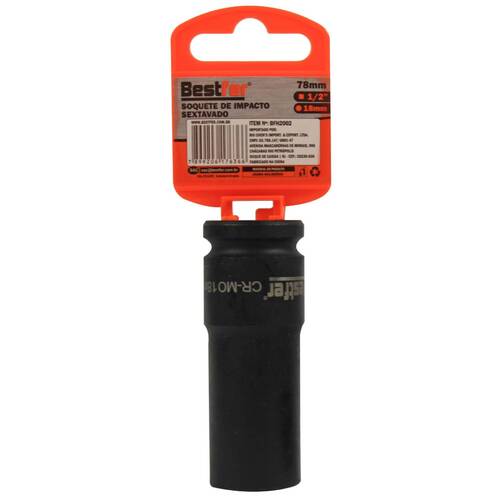 Soquete sextavado de impacto longo 18 mm encaixe 1/2 Soquete sextavado de impacto longo 18 mm encaixe 1/2