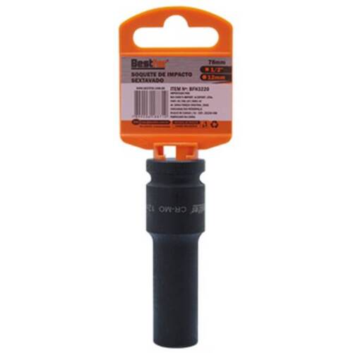 Soquete sextavado de impacto longo 12 mm encaixe 1/2 Soquete sextavado de impacto longo 12 mm encaixe 1/2