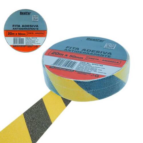Fita adesiva antiderrapante 50 mm x 20 m zebrada