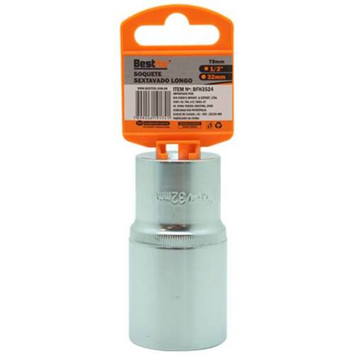 Soquete sextavado longo 32 mm com encaixe 1/2 Soquete sextavado longo 32 mm com encaixe 1/2