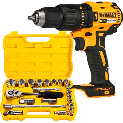 Furadeira Parafusadeira de impacto bateria 20V Sem Bateria DCD7781B + Jogo de soquete 10-32 mm 22 peças Furadeira Parafusadeira de impacto bateria 20V Sem Bateria DCD7781B + Jogo de soquete 10-32 mm 22 peças