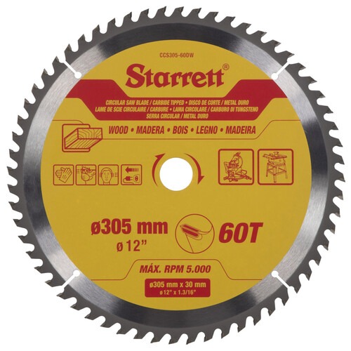 Disco de serra para madeira 305 x 30 mm 60 dentes - CCS305-60DW Disco de serra para madeira 305 x 30 mm 60 dentes - CCS305-60DW