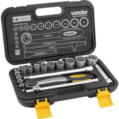 Jogo de soquete estriado 10 a 32 mm encaixe �