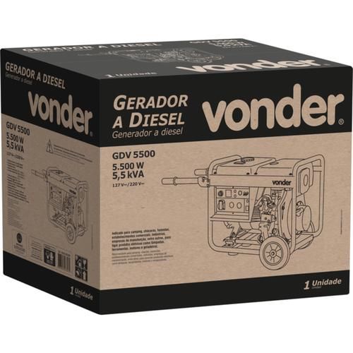 Gerador de energia 5,5 kva a diesel pot�ncia de 10 hp monof�sico 4 tempos - GDV5500  110V/220V