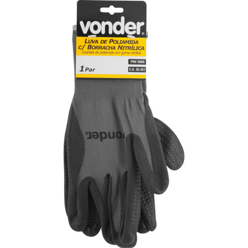 Luva de poliamida com borracha nitr�lica  tamanho 9 - PNV 0900 