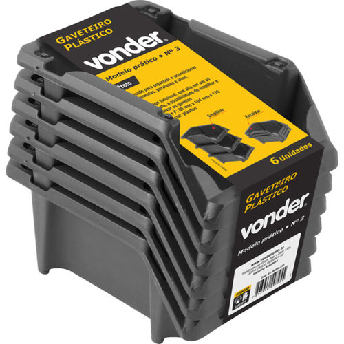 Gaveta pl�stica para estante n� 3 preta jogo com 6 pe�as modelo pr�tico