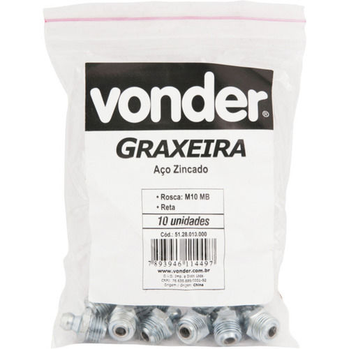 Graxeira reta M10 x 1,0 mm com 10 peças Graxeira reta M10 x 1,0 mm com 10 peças