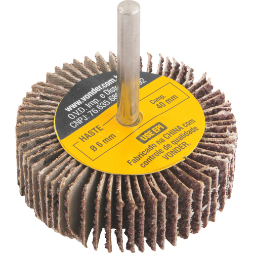 Roda de lixa 60 mm x 20 mm com haste grão 36 Roda de lixa 60 mm x 20 mm com haste grão 36