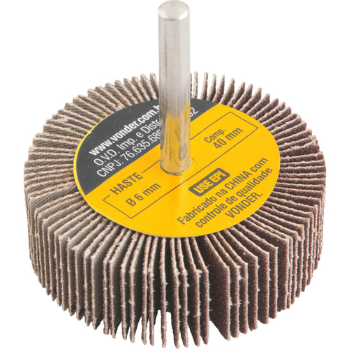 Roda de lixa 60 mm x 20 mm com haste grão 80 Roda de lixa 60 mm x 20 mm com haste grão 80